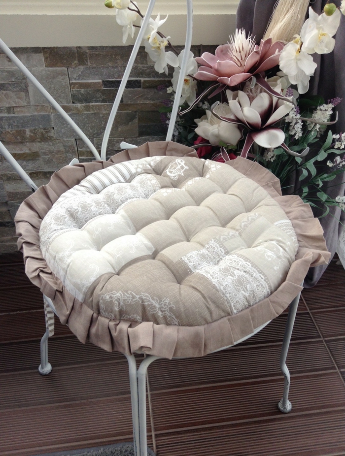 galette coussin de chaise ronde capitonnée