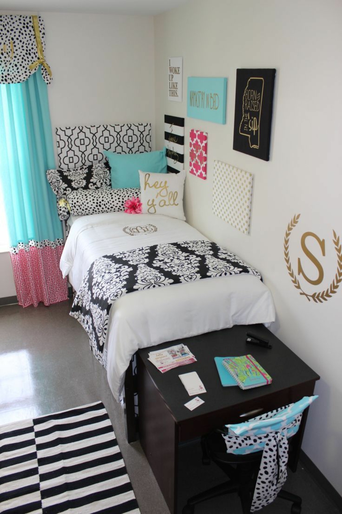 chambre-ado-fille-en-noir-et-vert