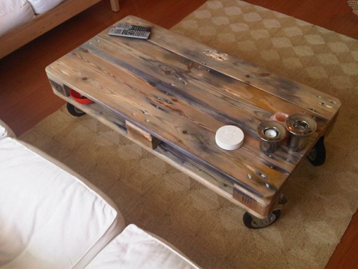 fabriquer une table basse de salon en palette récupérée table de salon en palette