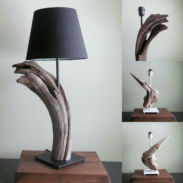 lampe fabriquée de bois flotté