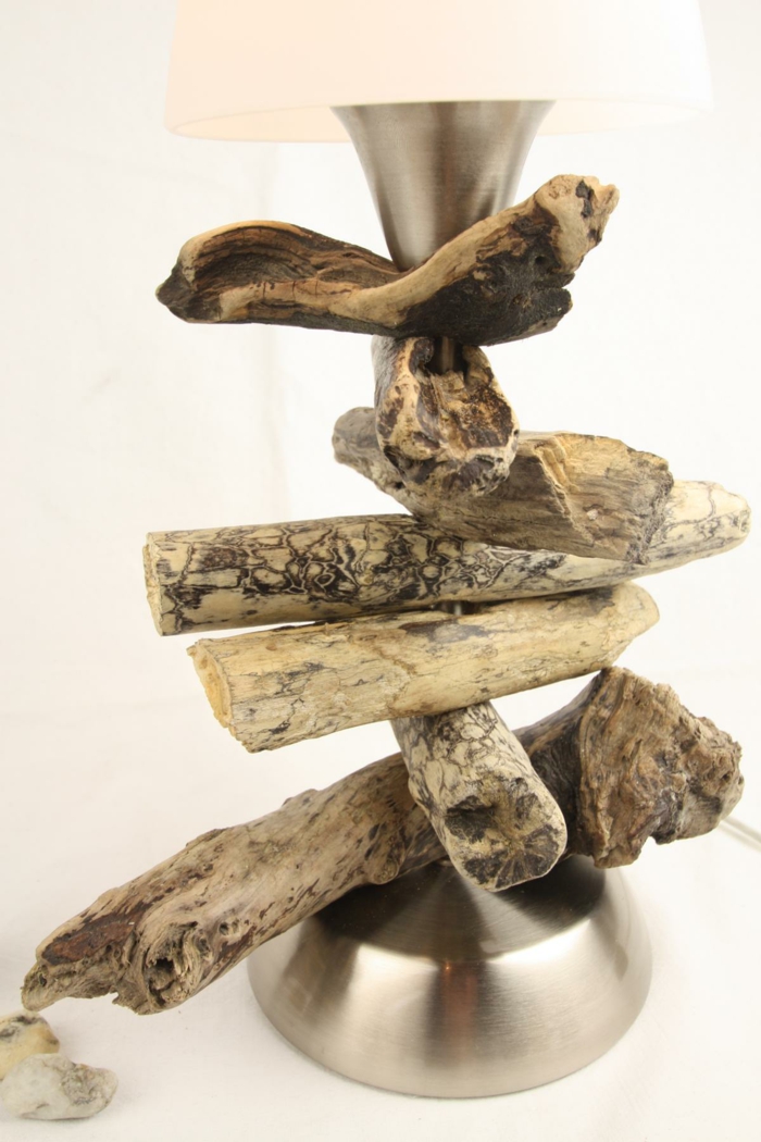 lampe rustique bois flotté