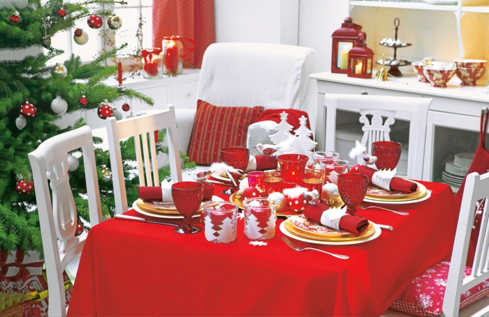 décoration de table de noël jolie déco de noël