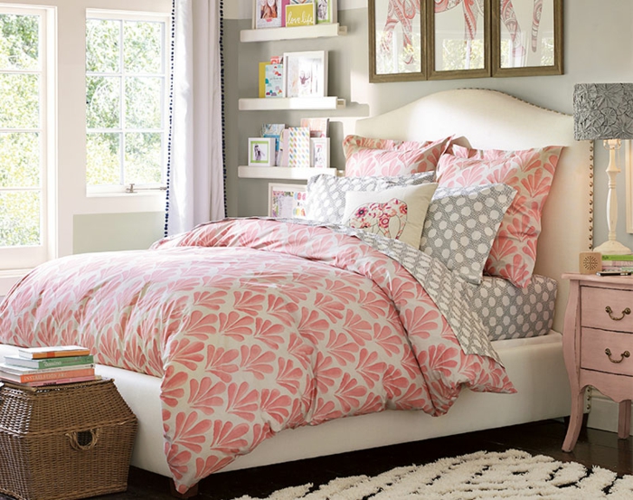 idée chambre ado fille accents roses