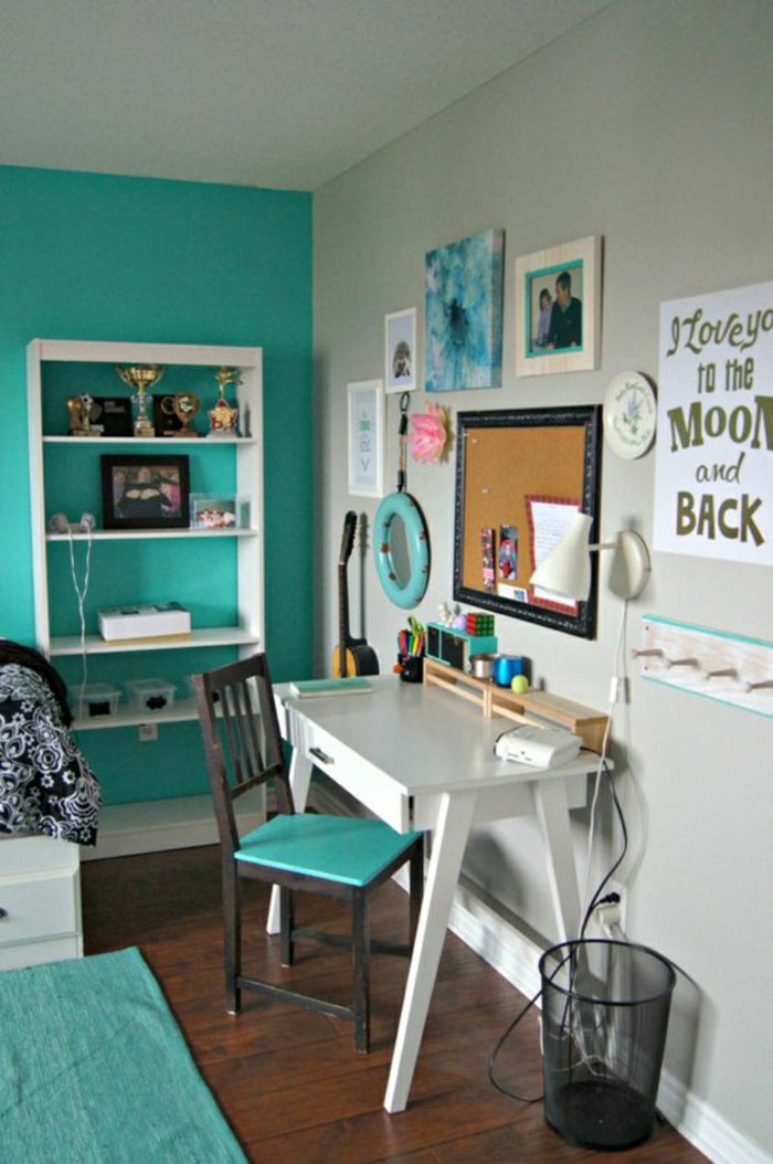 idée déco chambre ado fille turquoise