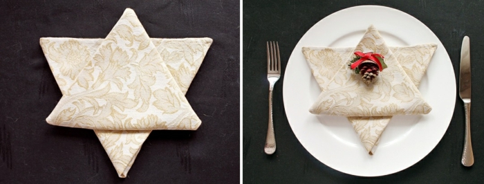 pliage de serviette pour noël étoile