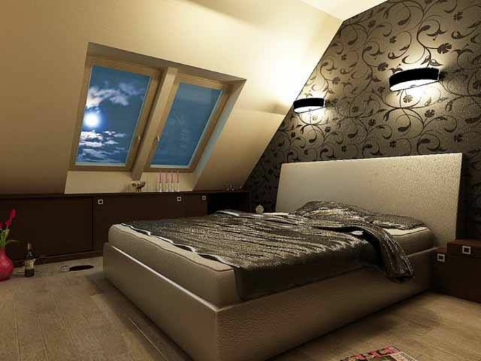 chambre mansardée chaleureuse papier peint