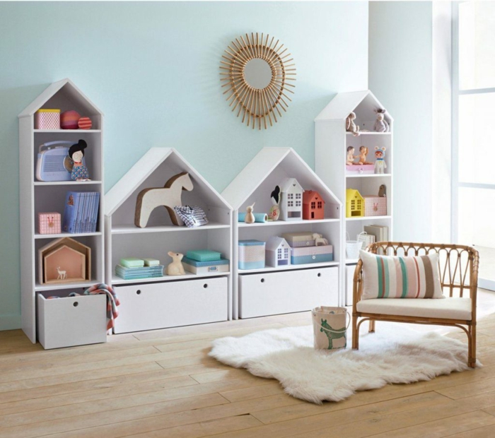 chambre montessori idée pour les jouets et les livres