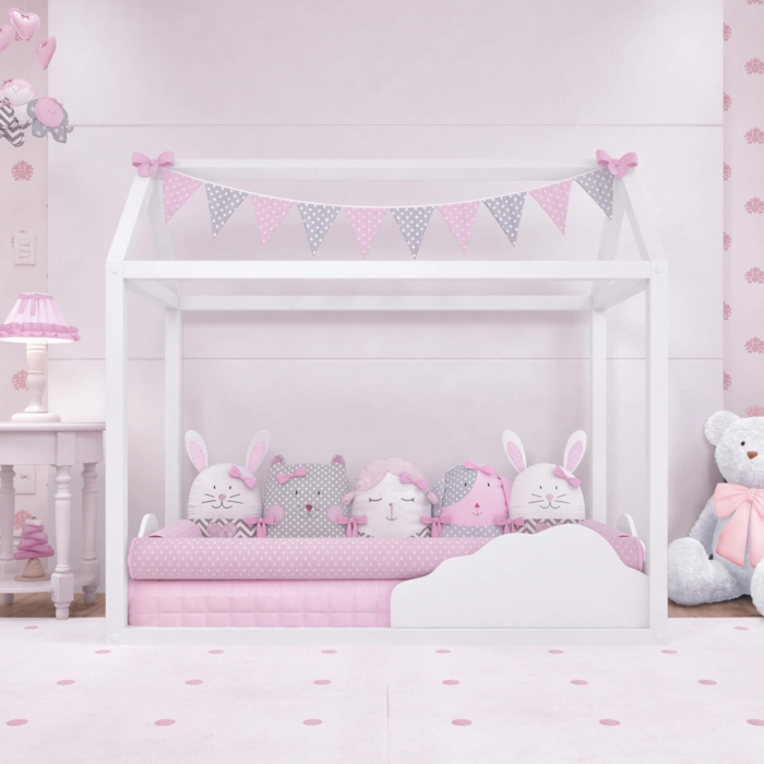 lit cabane montessori chambre rose