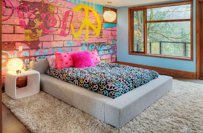 idée déco chambre ado fille tapis moelleux