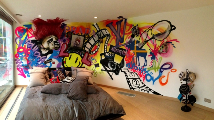 idée déco chambre ado garçon graffiti déco murale