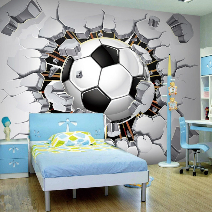 idée déco chambre ado garçon motifs sportifs déco murale