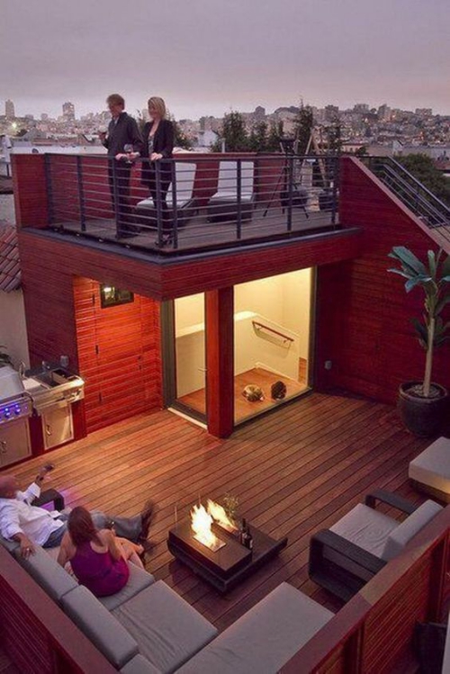 revêtement sol balcon grande terrasse à deux niveaux