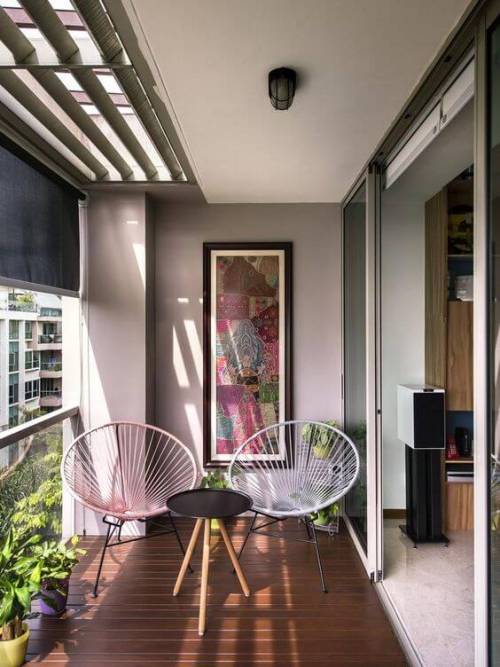 revêtement sol balcon terrasse avec store
