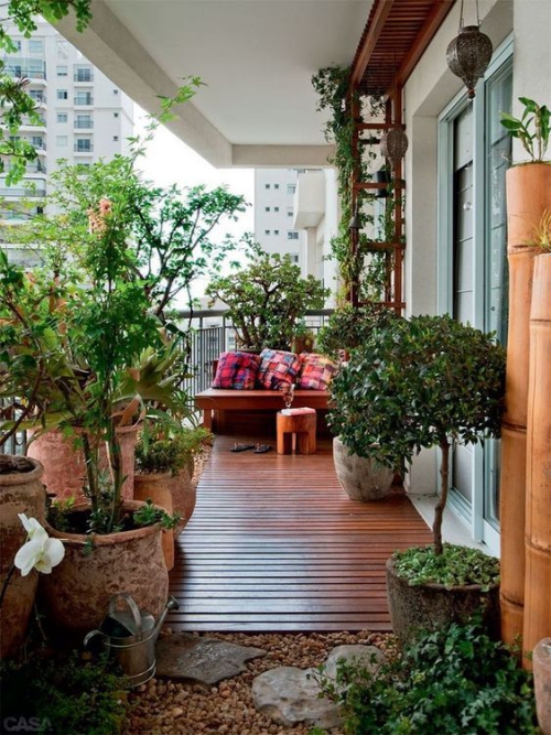 revêtement sol balcon terrasse très végétalisée