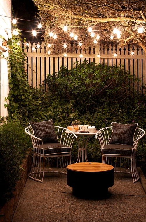 éclairage balcon terrasse au gravier