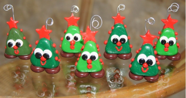 déco de Noël en pâte fimo sapins originaux