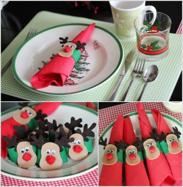 pliage serviette Noël rennes de Père Noël