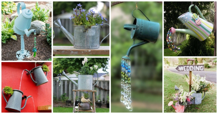 déco jardin récup arrosoirs