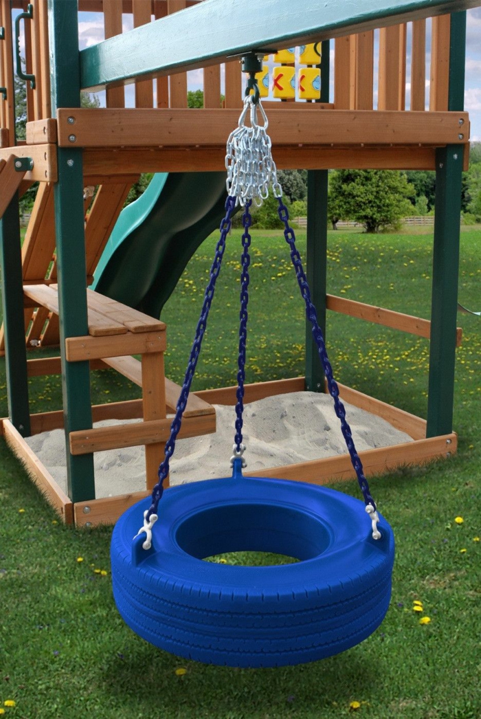 déco jardin récup pneu recyclé balançoire