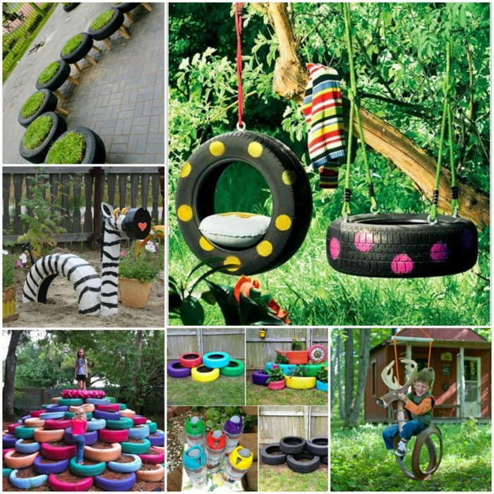 idées inspirantes déco jardin récup pneus