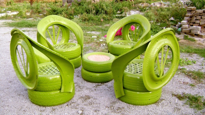 meubles à partir de pneus déco jardin récup
