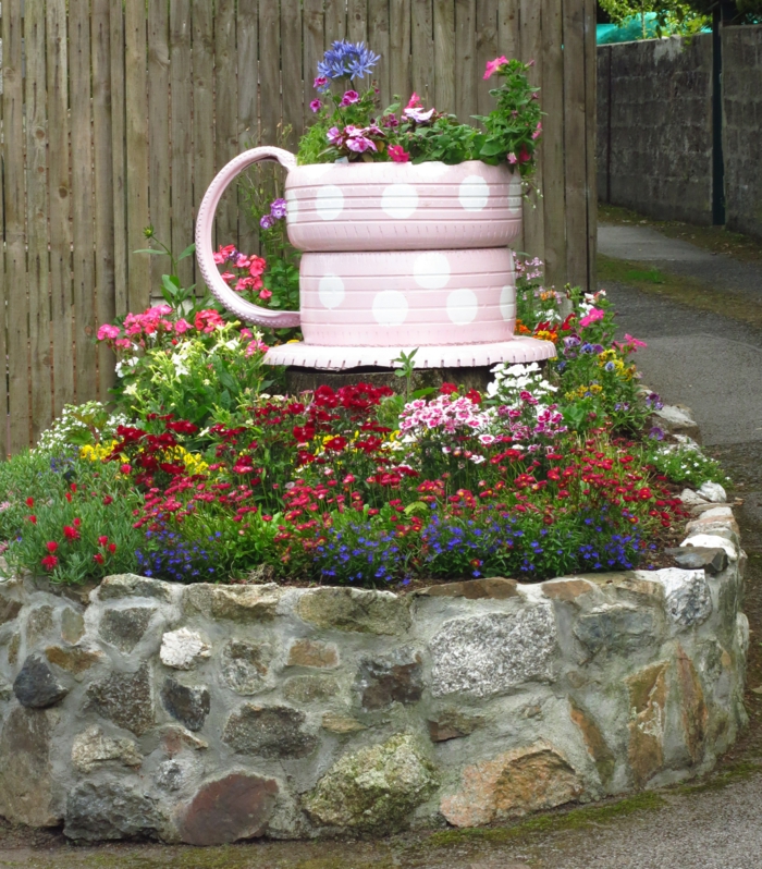 pneu recyclé déco jardin récup