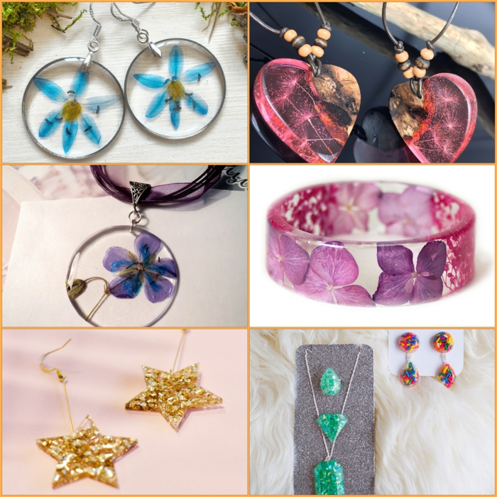 fabriquer des bijoux boucles d'oreilles bracelets colliers en résine epoxy