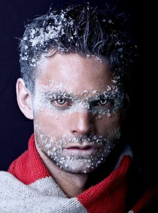 idée de maquillage halloween homme facile tête ennneigée maquillage halloween homme iceman peau enneigée
