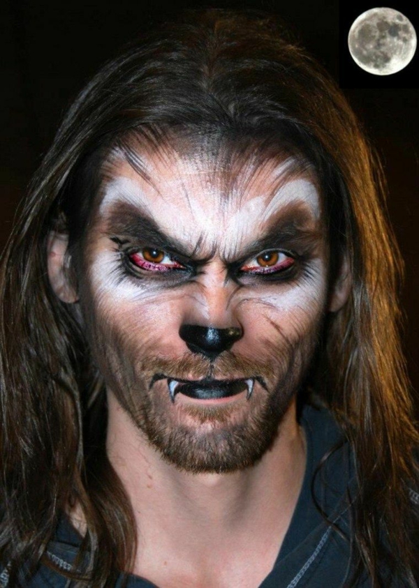 idée de maquillage homme halloween loup-garou maquillage halloween homme loup-garou aux cheveux longs