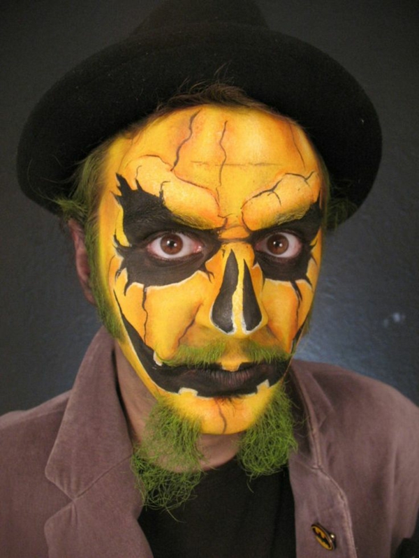 idée de maquillage halloween homme facile tête citrouille maquillage halloween homme tête citrouille