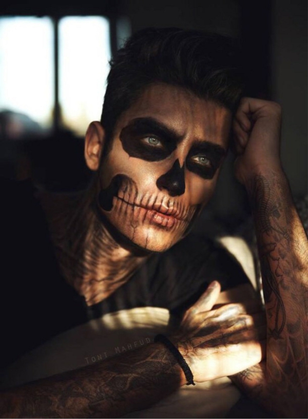 idée de maquillage halloween homme facile tête de mort maquillage halloween homme tête de mort