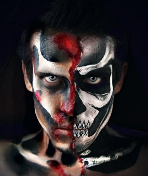 idée de maquillage halloween homme facile visage double maquillage halloween homme visage double