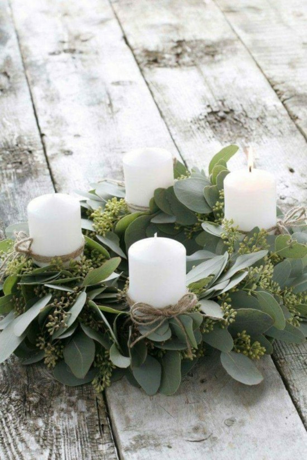 couronne de l'avent bougies eucalyptus