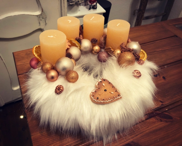 couronne de l'avent bougies fausse fourrure