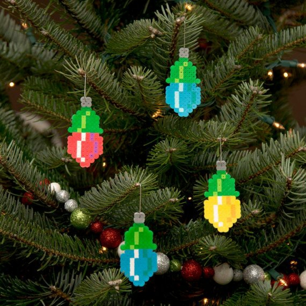 diy lampes de noël pour sapin en perles à repasser