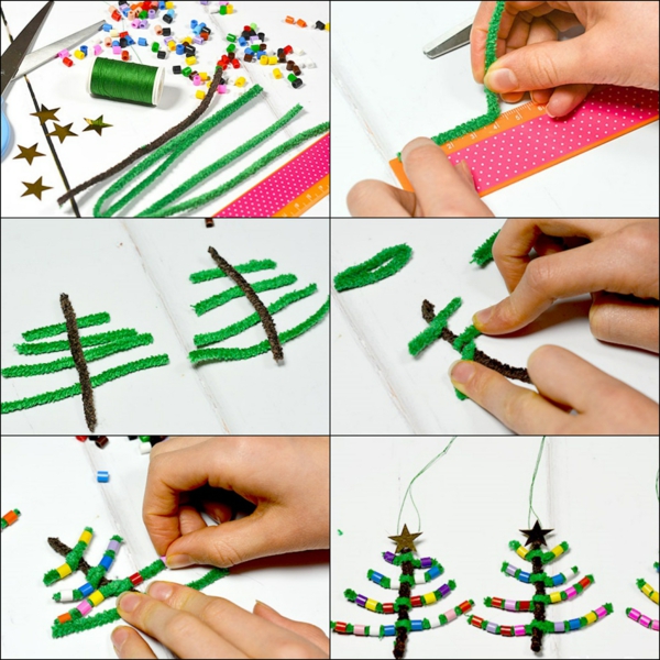 diy mini-sapins en perles à repasser et cure-pipes
