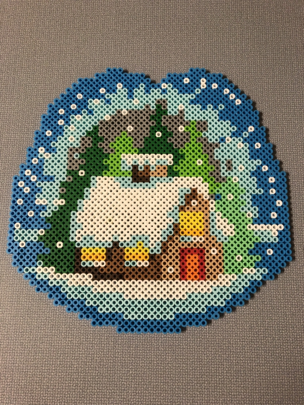 diy paysage de noël en perles à repasser