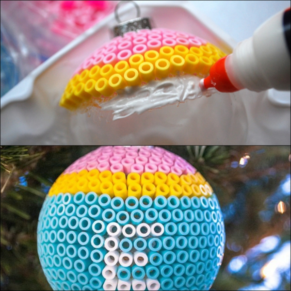 décorer une boule de noël avec des perles à repasser