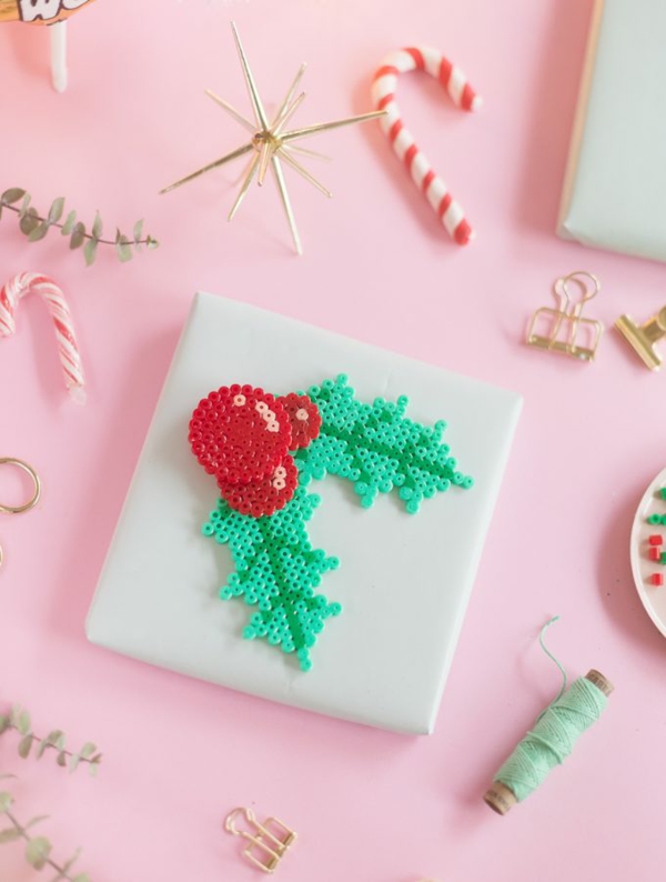 faire déco pour cadeau de noël en en perles à repasser