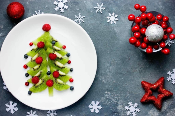 idée avec des kiwis déco assiette de Noël