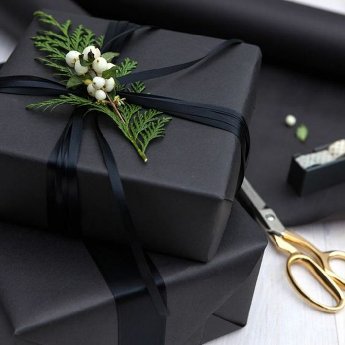 papier ardoise emballer un cadeau noël
