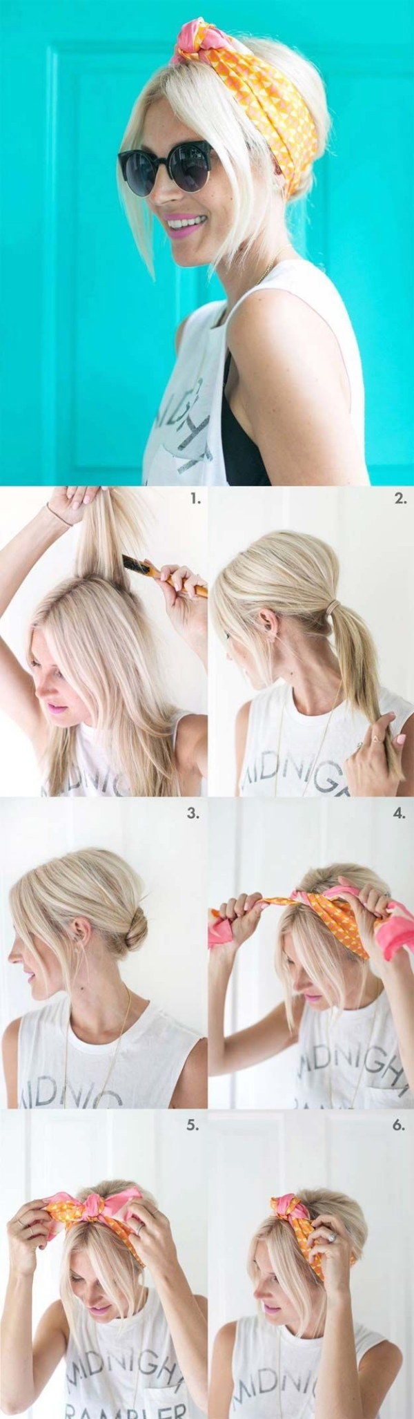 coiffure avec foulard chignon bas