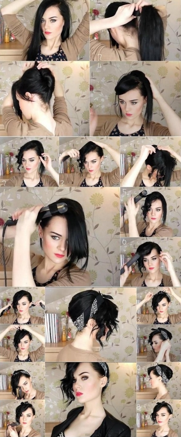 coiffure avec foulard chignon mèches lâches bouclées