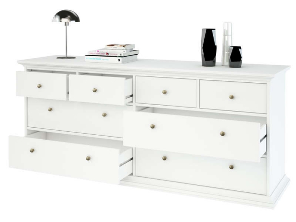 idee de commode large pour chambre spacieuse, meuble rangement avec tiroirs