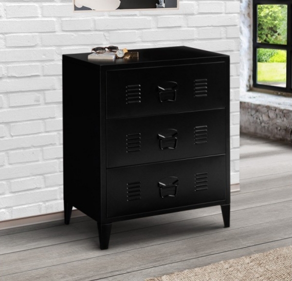 petite commode noire avec tiroirs style loft new yorkais
