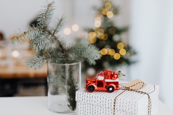 objets décoratifs pour noel 2022, déco avec branche de sapin dans pot en verre