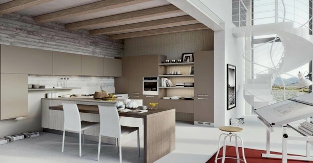 cuisine moderne en gris et brun