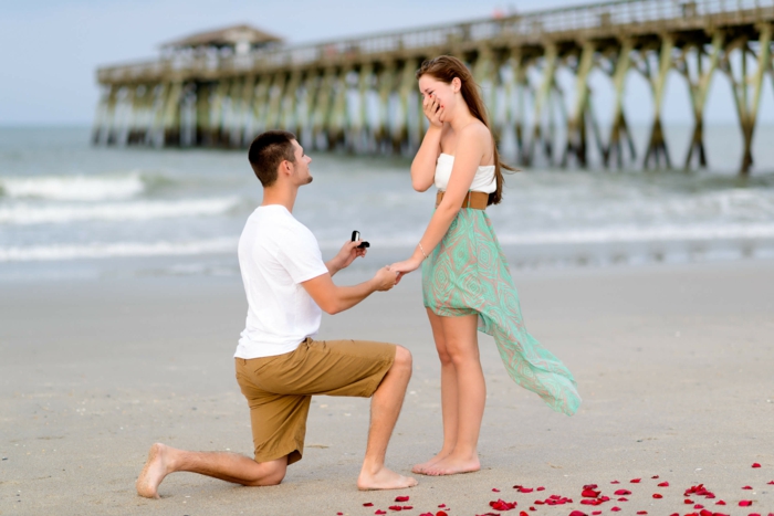 proposition de mariage à la plage