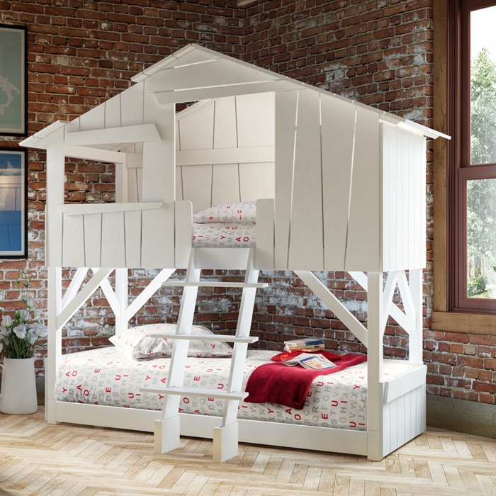 lit cabane enfant en 2 étages