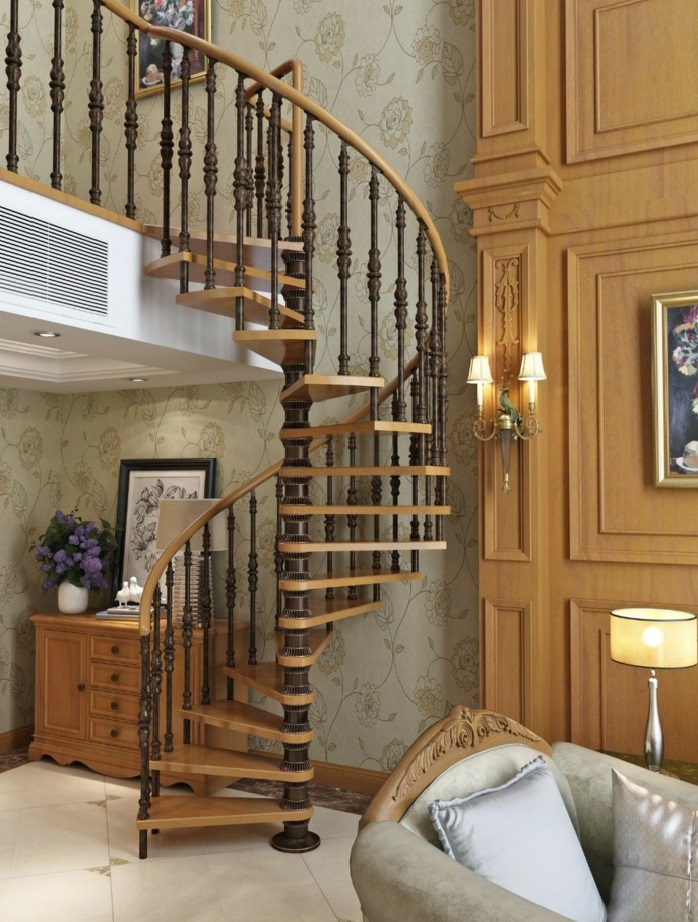 par exemple c'est un escalier colimaçon en bois